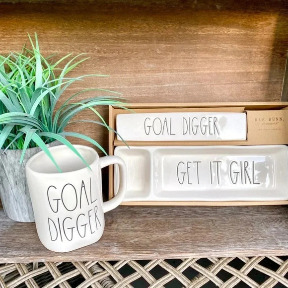LAST ONE! NEW Rae Dunn GOAL DIGGER/GET IT GIRL - Desk Plaque & Tray Organizer - Picture 12 of 14